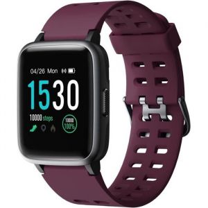 YAMAY Montre Connectée Bluetooth Femmes Sport Montre Intelligente IP68 Tracker d'Activité Sommeil Cardio pour Android iOS Pourpre