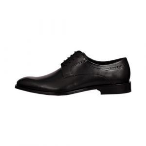Bugatti Homme Chaussure Basse Business en Cuir, Derby avec Finition Bicolore et Semelle intérieure Souple, Noir, 45 EU