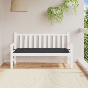 VidaXL Coussin de banc de jardin noir 150x50x7 cm tissu oxford