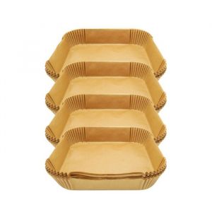 Fackelmann 9322150 Moule en papier pour air fryer, Moule pour friteuse à air chaud, Moule pour friteuse sans huile, papier air fryer, 50 pièces, carré, Papier, 20 x 20 x 4,5 cm