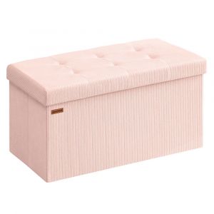 Songmics Banc de rangement pliable 38 x 76 x 38 cm charge jusqu'à 300 kg rose