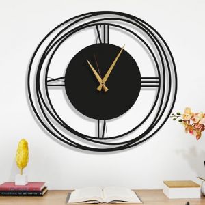 Horloge Murale - DEKORY - Minimaliste - 90 cm - Acier - Noir Mat