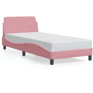 VidaXL Cadre De Lit Avec Tête De Lit Rose 90x190 Cm Velours