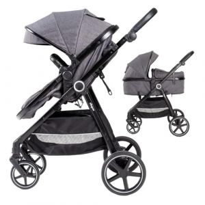 Poussette 2 en 1 - Mod&egrave;le Versa - Interbaby | Poussette polyvalente avec si&egrave;ge r&eacute;glable et nacelle rembourr&eacute;e - De la naissance jusqu'&agrave; 48 mois ou 22 kg.