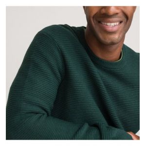 Pull col rond point fantaisie en mérinos et acryli