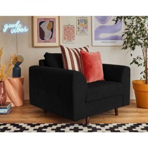 Lisa Design - Rune - fauteuil - en velours côtelé - noir - Noir