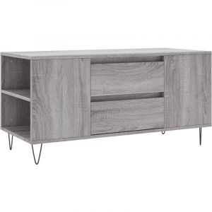 VidaXL Table Basse, Table d'Appoint avec 4 Compartiments et 2 Tiroirs, Bout de Canapé avec Pieds Salle de Séjour, Moderne, Sonoma Gris Bois d'Ingénierie 831002
