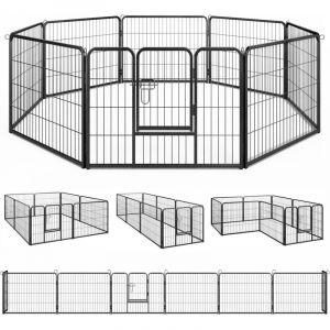 Costway - Parc pour Chien Int&eacute;rieur Ext&eacute;rieur, 8 Panneaux, Enclos Chien Portable Pliable avec Porte, 8 Piquets de Sol, Rotation &agrave; 360&deg;, Barri&egrave;re de