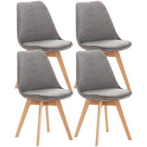 CLP Set de 4 Chaise - LinCHAVORNAY Velours(Gris)