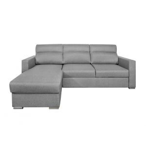 Canap&eacute; d'angle r&eacute;versible convertible en tissu Gris clair
