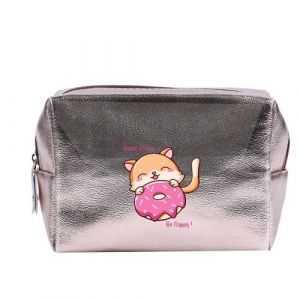 Grande trousse et pochette de maquillage Rose gold Taperso avec motif Chat donut