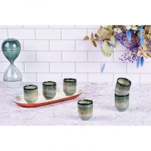 Lot de 6 tasses en gr&egrave;s gris D5.3