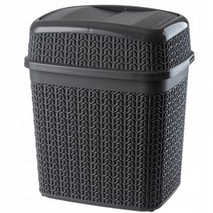 Poubelle Salle De Bain 5L Graphite Pour Salle De Bain wc Poubelle Inclinable Avec Rabat - Kadax