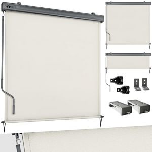 Tillvex Store vertical imperm&eacute;able beige 180 x 250 cm store balcon terrasse jardin protection solaire alu manivelle