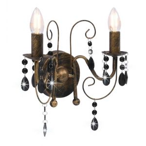 VidaXL Applique murale à perles Noir antique 2 ampoules E14