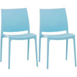 CLP Lot de 2 chaises de jardin empilables Maya en plastique bleu clair