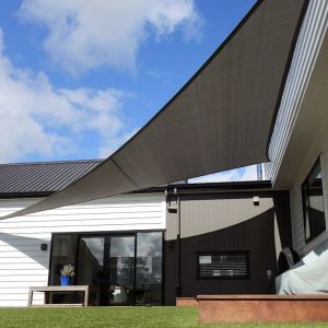 Voile d'ombrage 5 x 5 x 7,07 m imperméable 220g/m² Haute densité - Tissu déperlant - Gris ardoise