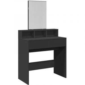 VidaXL Coiffeuse avec miroir noir 80x41x144,5 cm, table de maquillage, coiffeuse de chambre &agrave; coucher, coiffeuse avec miroir, bureau de maquillage