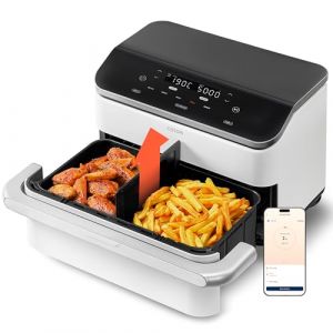 Cosori Air Fryer 10L Twinfry, Friteuse sans Huile 5-en-1, Airfryer à Dual Zone Avec Séparateur Amovible, Double Résistance, Grande Capacité, Cuisson optimale, 40℃-240℃, Contrôle Smart via App