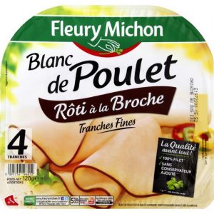 Fleury Michon Blanc de poulet au tournebroche - Les 4 tranches fines, 120g