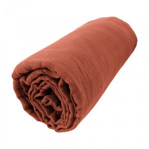 CDaffaires Drap housse bonnet 30 cm double gaze de coton 180 x 200 cm Orange terracotta