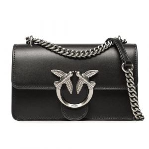 Pinko Love One Mini DC Vitello Soie, Sac Femme, Z99o_Noir-Old Silver, Taille Unique