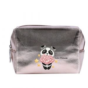 Grande trousse et pochette de maquillage Rose gold Taperso avec motif Panda fleur personnalisee