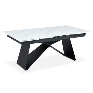 Cotecosy Table de Repas Extensible Nayla 180-260cm Blanc & Noir