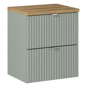 Meuble sous vasque 50 cm + plateau - A tiroirs - Vert Roseau