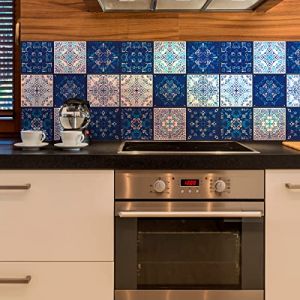 Sticker Mural Carrelage adh&eacute;sif Cuisine Salle de Bain - 9 Stickers Carreaux DE Ciment BOH&Egrave;ME Citlalli - 9stickers10x10cm