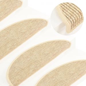 VidaXL Tapis d'escalier autocollants 15 pcs 56x20 cm Beige clair - Beige