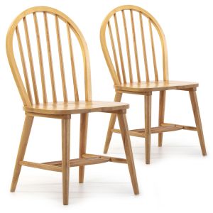 Vs Venta-stock - Pack 2 chaises Clarck Couleur Ch&ecirc;ne, Bois Massif, 48 cm x 48 cm x 92 cm - ch&ecirc;ne