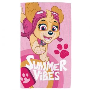 Pat Patrouille Good Vibes Serviette de Bain et de Plage Enfant | 100% Coton | Oeko-TEX | 70x120 cm | Imprim&eacute; Fille | Rose