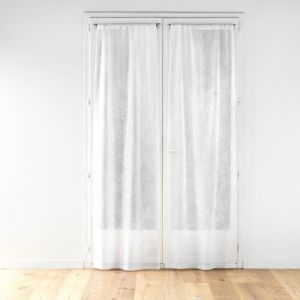 Douceur d'intérieur, Paire Droite Passe-Tringle (2 x 70 x 240 cm) Karla Blanc, Voile Tissé Appliqué