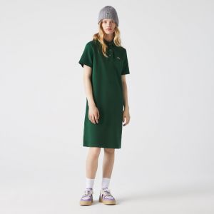 Image de Lacoste Robe polo courte droite coton biologique piqué Vert