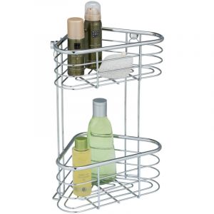 Wenko Étagère d'angle à 2 niveaux en inox "Trestina" - Argenté - L 28 x H 35 x P 15,5 cm