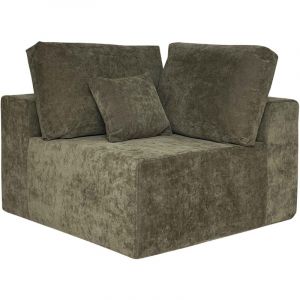 Oviala Fauteuil d'angle pour canap&eacute; modulable en tissu vert
