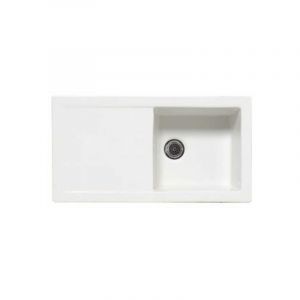 EWI Evier c&eacute;ramique blanc VICTOIRE 1 bac 1 &eacute;gouttoir Blanc