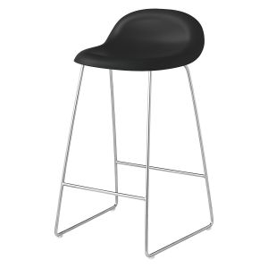 Gubi Tabouret 3d Counter Stool Base Luge Chromée (Black - Hirek Et Acier Chromé)