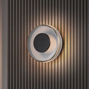 Trio Lighting Applique murale LED Celeste, noir/chrome, Ø 22 cm verre à intensité variable