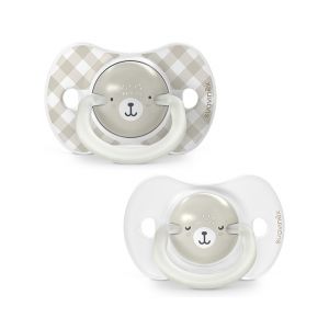 Suavinex Lot de 2 Sucettes Symétriques SX Pro Night & Day Wild and Free Gris - 6/18 Mois
