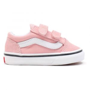 Vans Chaussures Old Skool Velcro Bébé (1-4 Ans) (powder Pink/true White) Toddler Rose, Taille 25.5