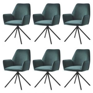Lot de 6 chaises de salle à manger MENDLER HWC-G67 velours vert