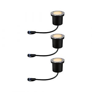 Paulmann 94717 luminaire d'extérieur LED Plug & Shine encastré de Sol Floor kit de 3 respectueux Insectes IP67 2200K 3x4,5W Anthracite Rond Métal, 13.5 W