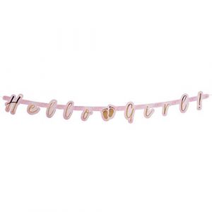 Boland Guirlande de lettres en carton Hello Girl rose et or 140 cm - Couleur Rose - Taille Taille Unique