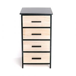 Intempora - Meuble De Rangement, Commode Bois Noir Et Beige 4 Tiroirs 40x29x73CM
