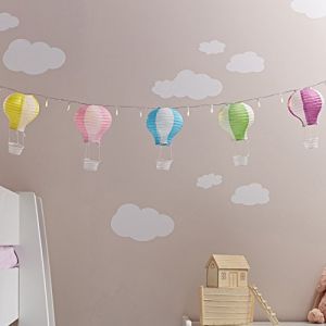 Lights4Fun Assortiment de 5 Lampions Montgolfière de Couleurs Pastelles en Papier par