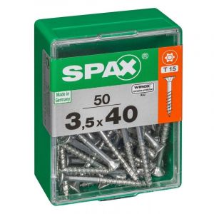 Spax Lot de 50 vis acier tête autofraisée plate Diam.3.5 mm x L.40 mm