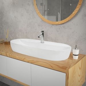 Image de ML-Design Lavabo en Céramique Blanc Brillant 80 x 40 x 12 cm, Ovale, Vasque à Poser sur