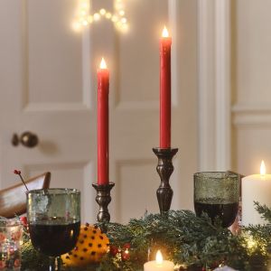 Lights4Fun Lot de 2 Chandelles en Cire Rouge avec T&eacute;l&eacute;commande